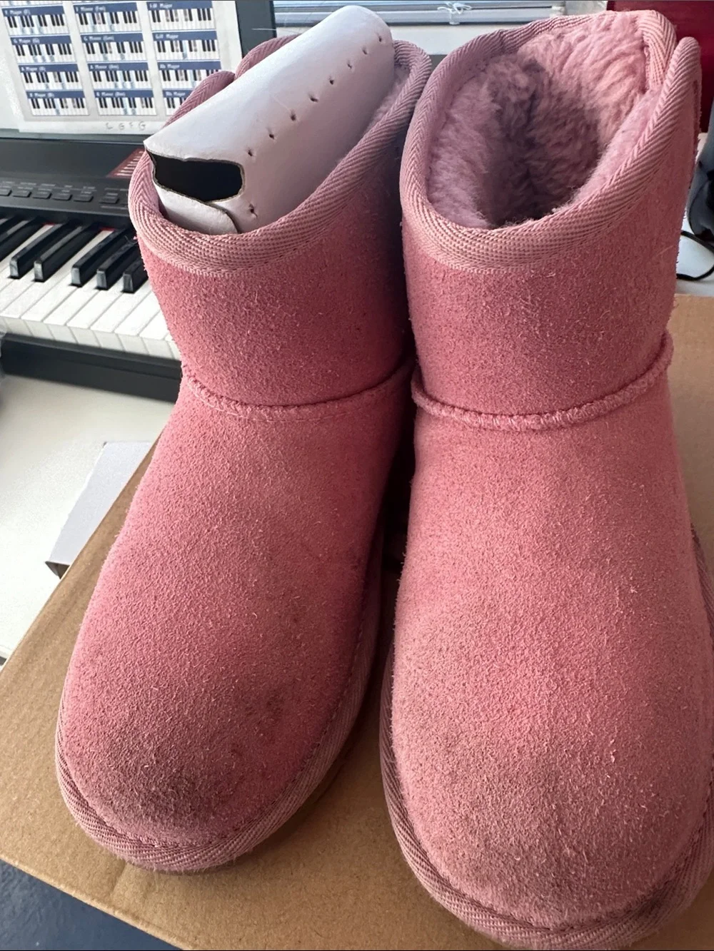UGG Kids Pink Suede Short Boots